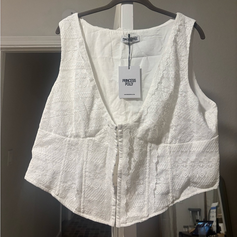 Princess Polly Ivory Lace Corset Top